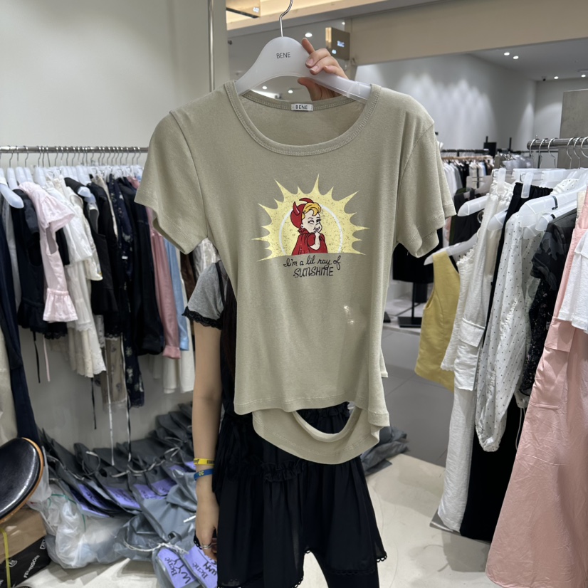 BENE韓國直郵女士新款推薦26夏季人氣休閑26春夏熱賣時尚T恤BENET恤圖色2