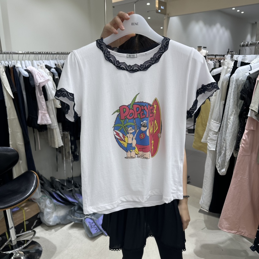 BENE韓國直郵女裝新品26夏季休閑人氣推薦熱賣時尚職業T恤BENET恤圖色1