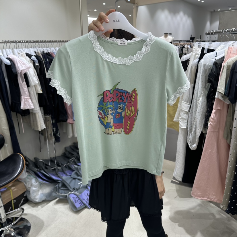 BENE韓國直郵女裝新品26夏季休閑人氣推薦熱賣時尚職業T恤BENET恤圖色2