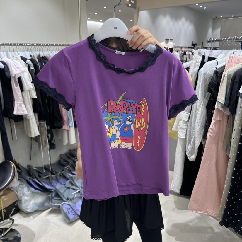 BENE韓國直郵女裝新品26夏季休閑人氣推薦熱賣時尚職業T恤BENET恤圖色3