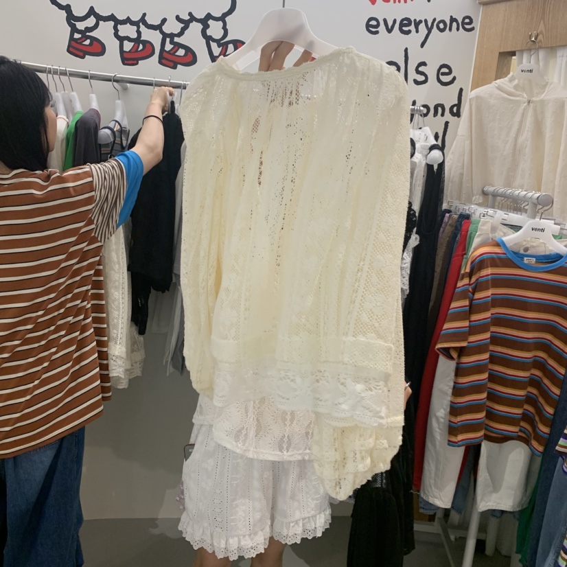 VENTI韓國東大門直郵女士新品熱賣人氣襯衫蕾絲衫羊毛開襟VENTI襯衫/蕾絲衫