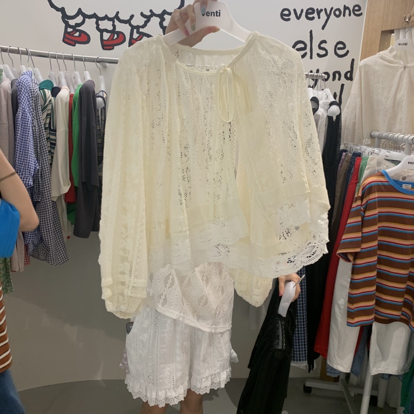 VENTI韓國東大門直郵女士新品熱賣人氣襯衫蕾絲衫羊毛開襟VENTI襯衫/蕾絲衫圖色1