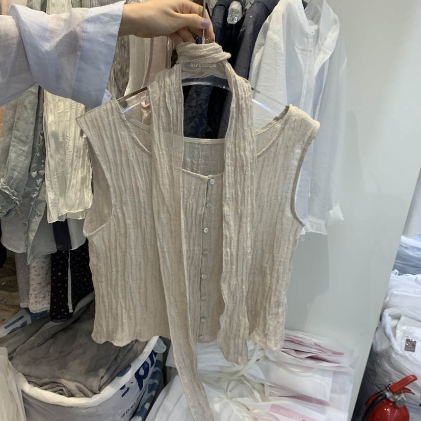 RIVEROOM韓國直郵女裝新品26春夏26夏季人氣吊帶背心含飄帶RIVEROOM吊帶/背心圖色3