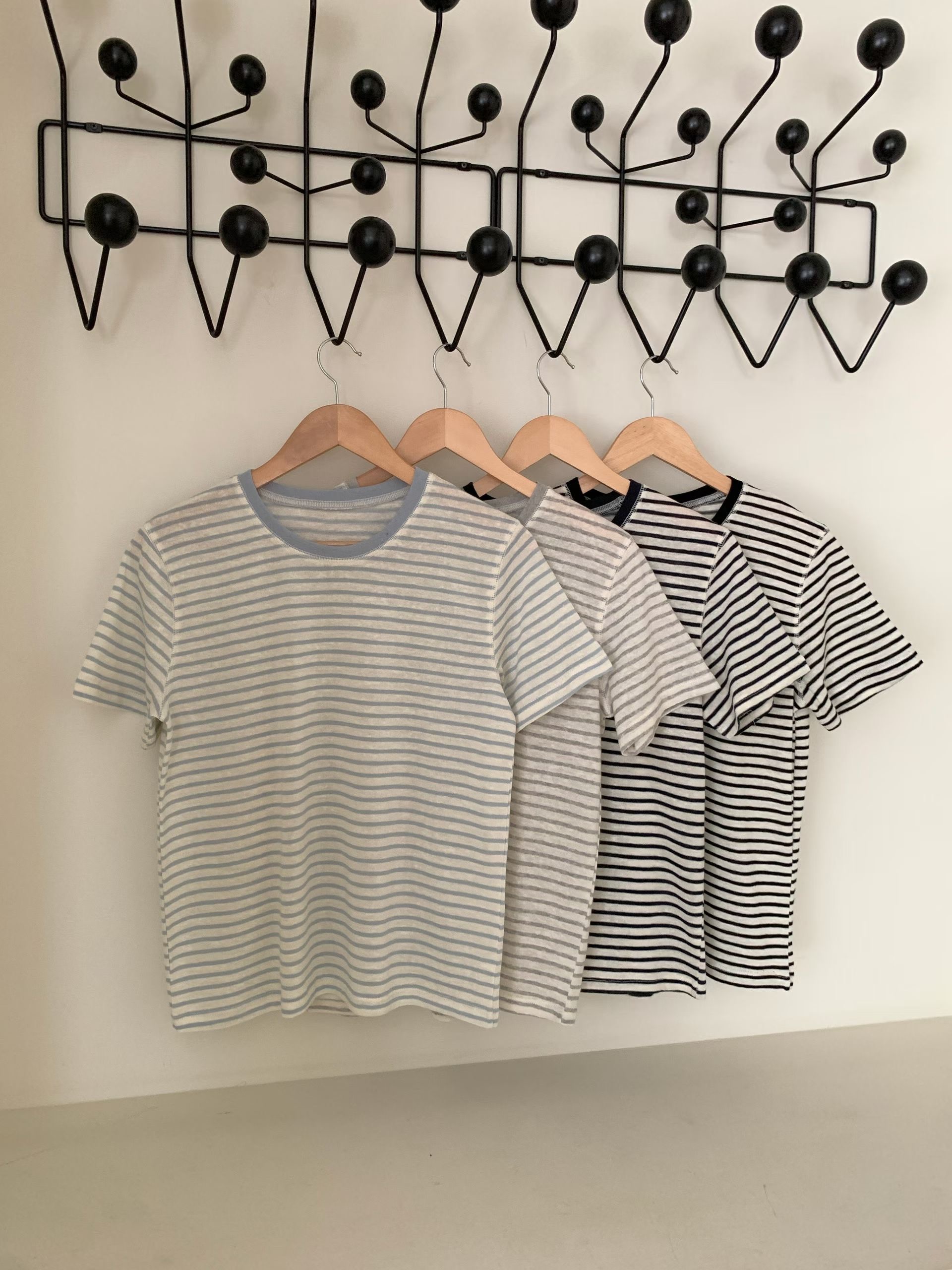 HACKER韓國東大門直郵女士新款時尚休閑26夏季熱賣T恤條紋HACKERT恤圖色3左三色