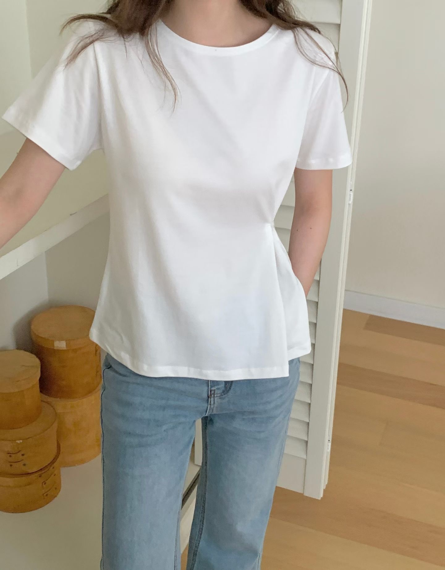 HACKER韓國直郵實拍女士新品26春夏休閑26夏季T恤修身紐扣HACKERT恤圖色1