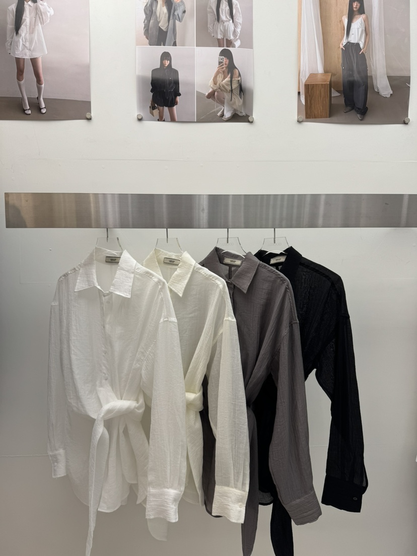 AMOOD韓國代購女裝新品職業熱賣人氣休閑26春夏襯衫蕾絲衫腰帶AMOOD襯衫/蕾絲衫