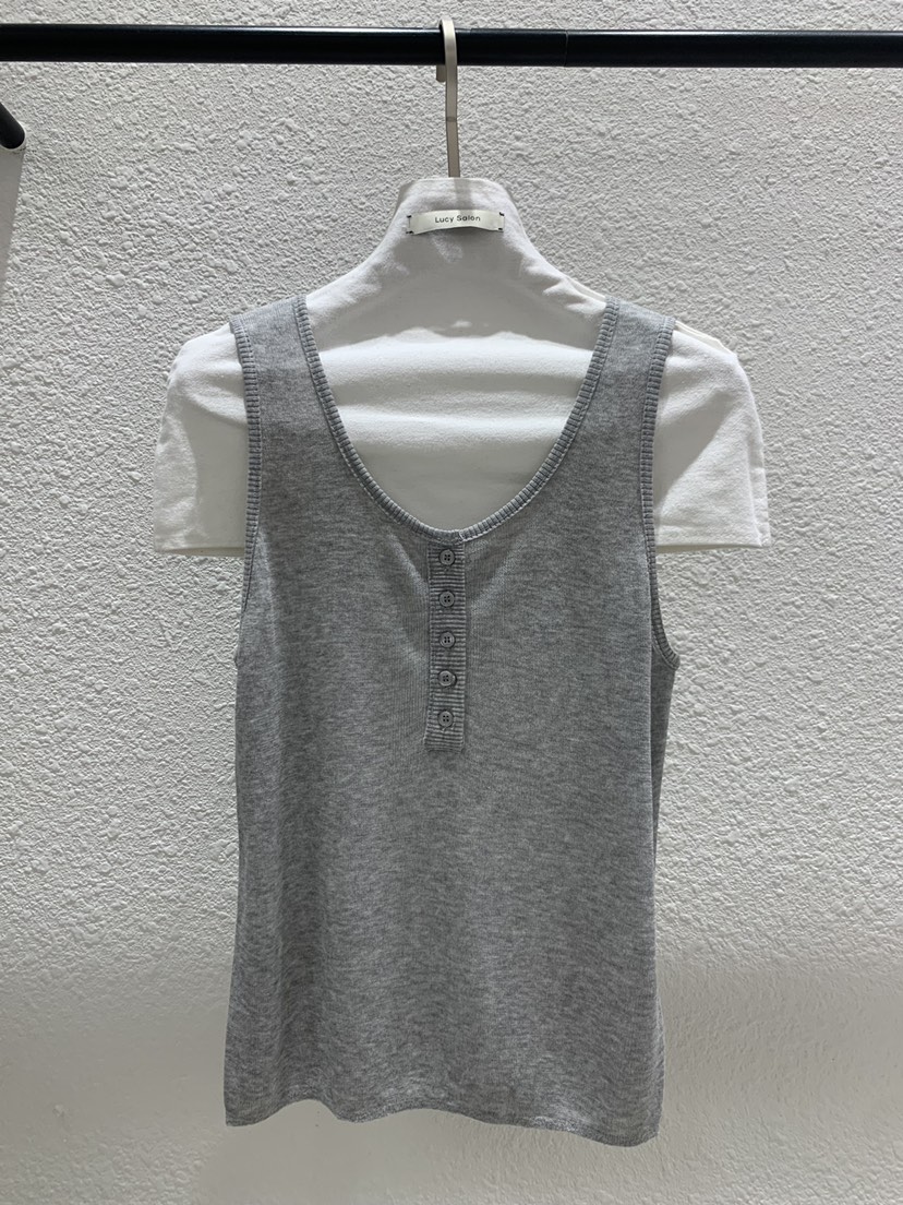 LUCY SALON韓國直郵女裝新款熱賣時尚26夏季吊帶背心無袖紐扣LUCY SALON吊帶/背心圖色2