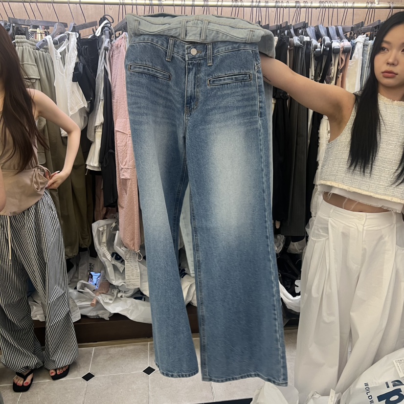 VIRKIN韓國直郵實拍女士新品時尚職業人氣推薦牛仔褲口袋VIRKIN牛仔褲圖色2