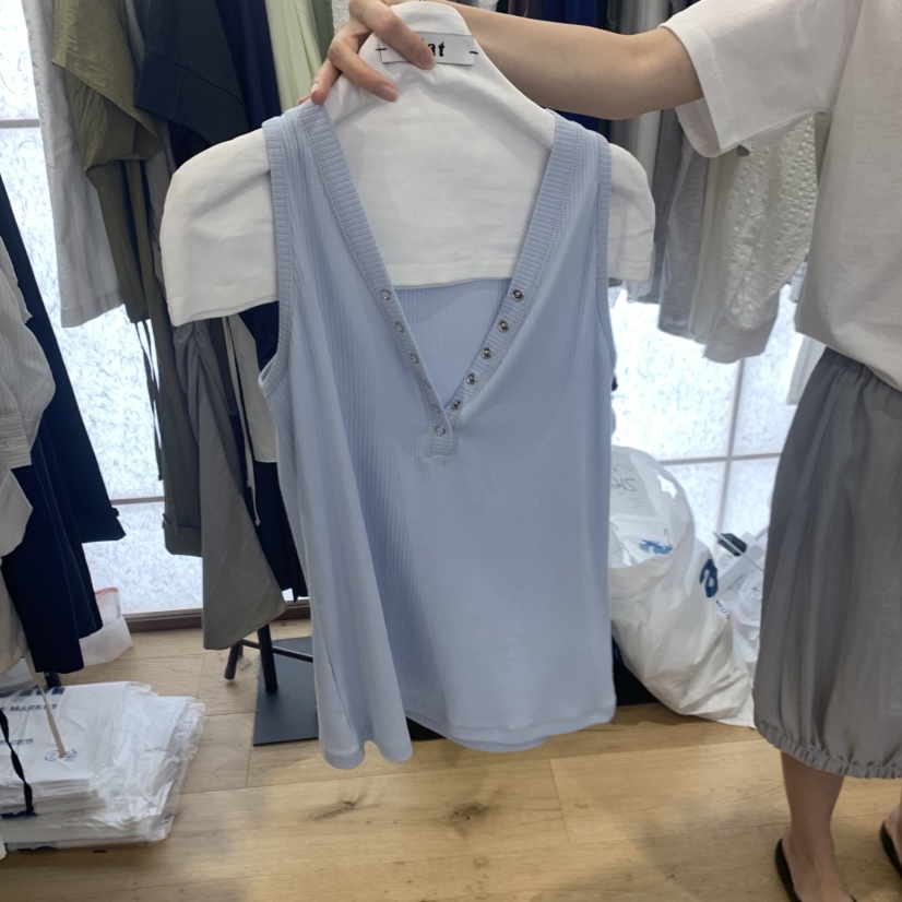 FLAT東大門實拍韓國女士新款人氣26春夏推薦休閑吊帶背心FLAT吊帶/背心圖色1