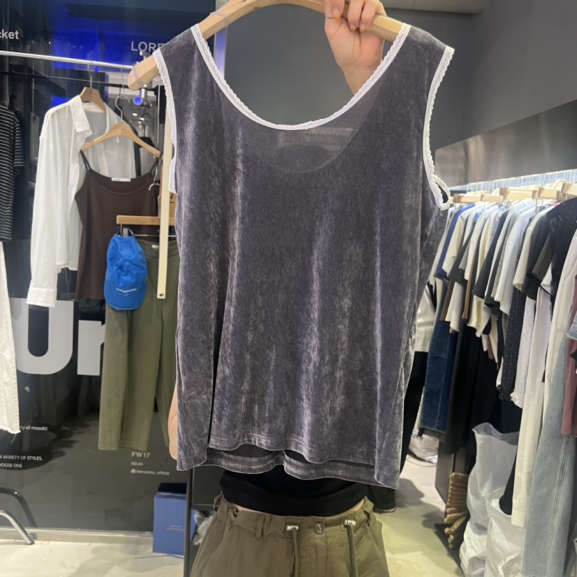 BANY ANCO韓國直郵女士新款26夏季職業吊帶背心天鵝絨無袖BANY ANCO吊帶/背心