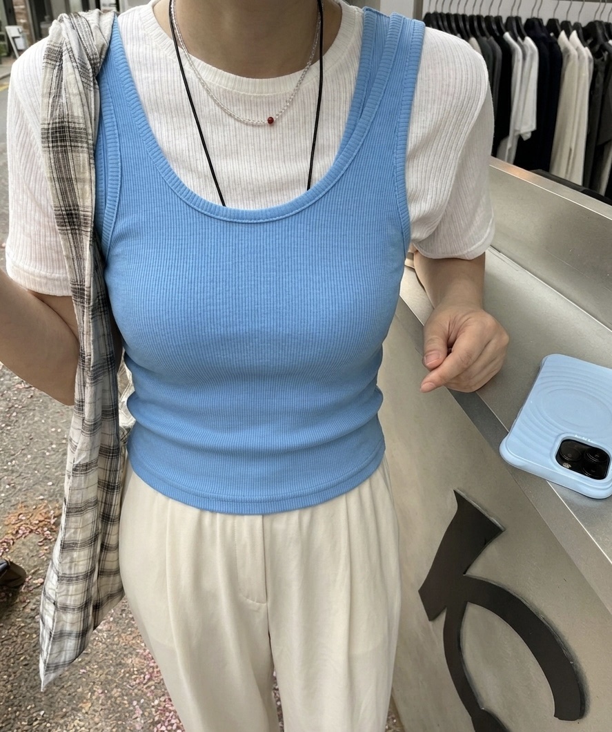 PAIRING東大門實拍韓國女裝新品26春夏職業時尚吊帶背心羅紋PAIRING吊帶/背心