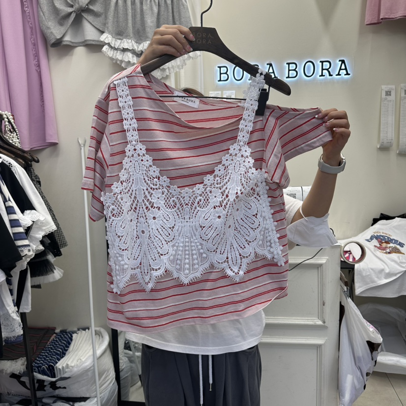 BORA BORA韓國代購女裝新品推薦時尚熱賣26春夏T恤假兩件BORA BORAT恤圖色2