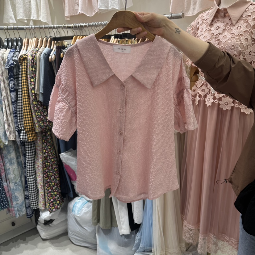 BIKINI韓國直郵女士新品26夏季休閑26春夏時尚襯衫蕾絲衫BIKINI襯衫/蕾絲衫圖色2