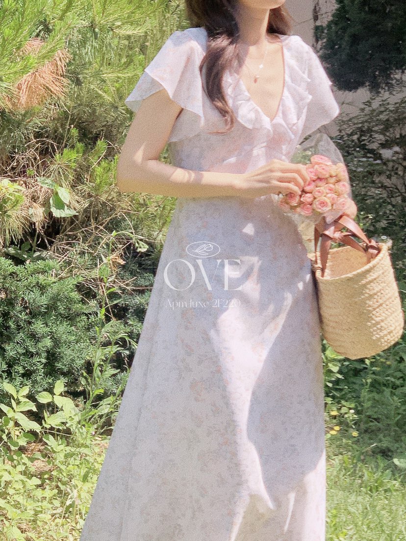 OVE東大門實拍韓國女士新品職業時尚休閑26春夏連衣裙荷葉邊OVE連衣裙