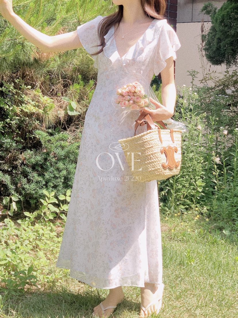 OVE東大門實拍韓國女士新品職業時尚休閑26春夏連衣裙荷葉邊OVE連衣裙