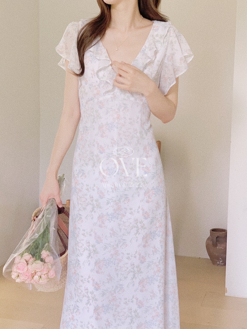 OVE東大門實拍韓國女士新品職業時尚休閑26春夏連衣裙荷葉邊OVE連衣裙
