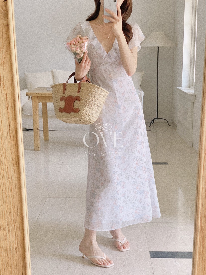 OVE東大門實拍韓國女士新品職業時尚休閑26春夏連衣裙荷葉邊OVE連衣裙