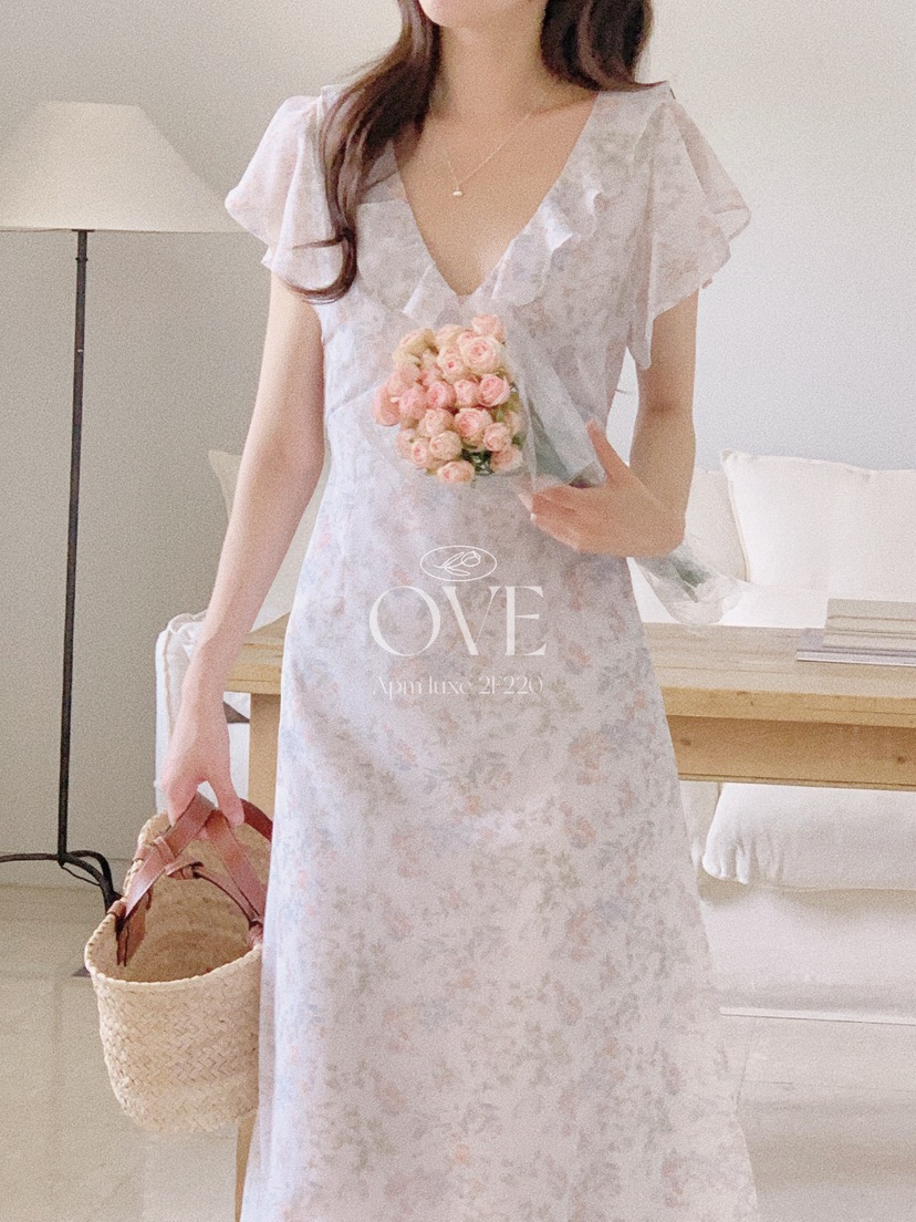 OVE東大門實拍韓國女士新品職業時尚休閑26春夏連衣裙荷葉邊OVE連衣裙
