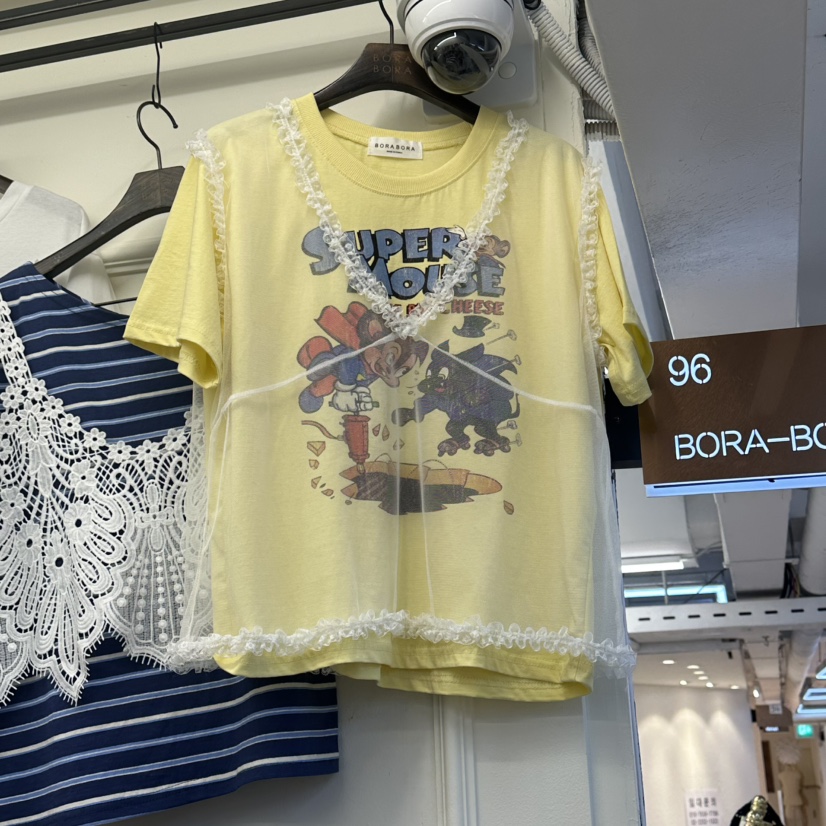 BORA BORA韓國東大門代購女士新品休閑推薦26夏季T恤假兩件BORA BORAT恤圖色1