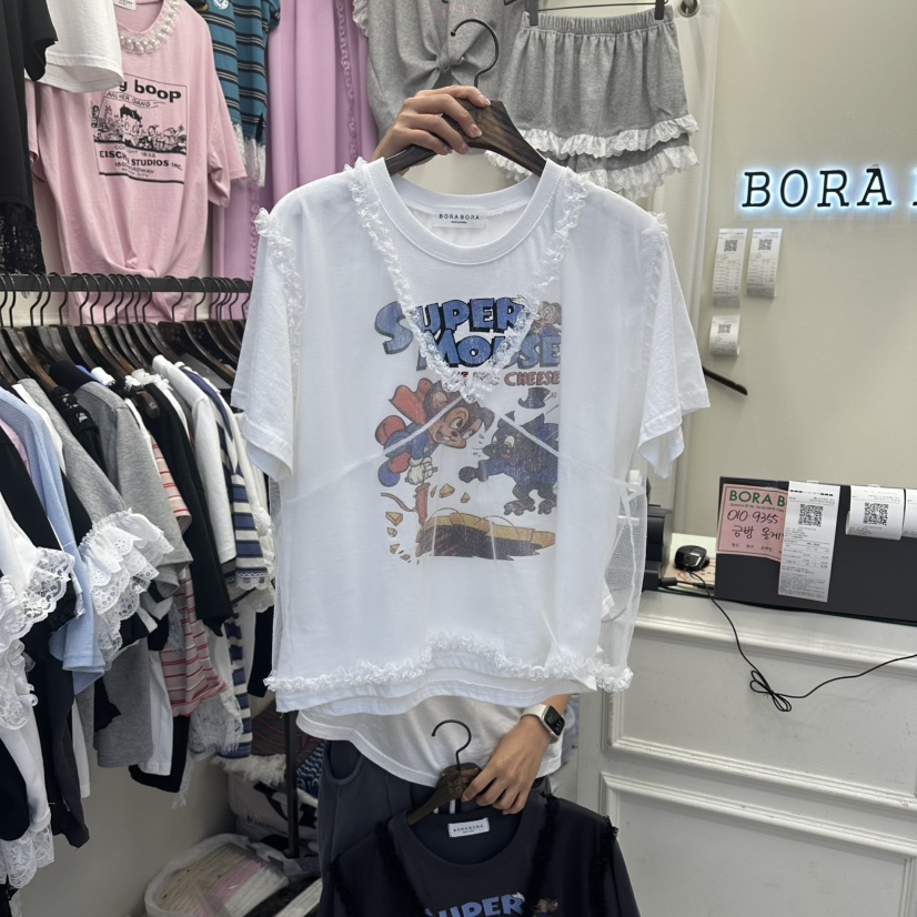 BORA BORA韓國東大門代購女士新品休閑推薦26夏季T恤假兩件BORA BORAT恤圖色2