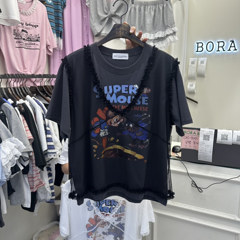 BORA BORA韓國東大門代購女士新品休閑推薦26夏季T恤假兩件BORA BORAT恤圖色3