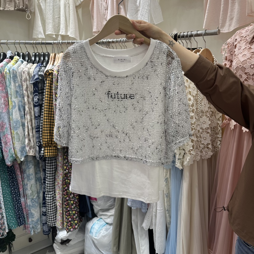 BIKINI韓國東大門代購女裝新款26夏季26春夏推薦T恤假兩件BIKINIT恤圖色1