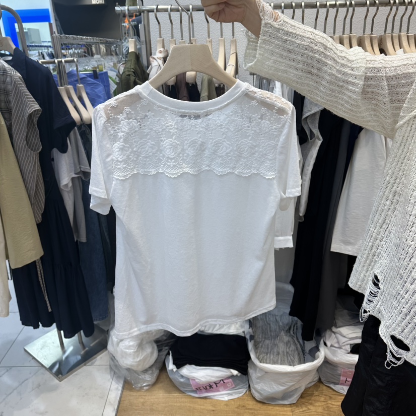 THE MOST-Q韓國直郵女裝新品熱賣職業推薦26春夏T恤撞色蕾絲THE MOSTT恤