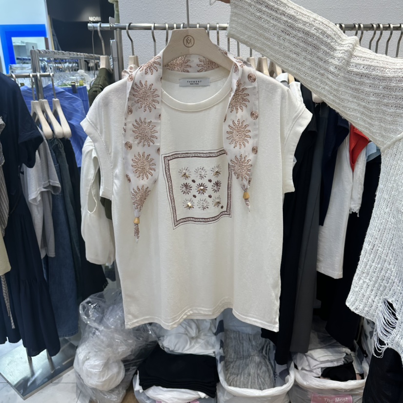 THE MOST-Q韓國代購女裝新品推薦熱賣時尚人氣T恤不含絲巾THE MOSTT恤圖色1