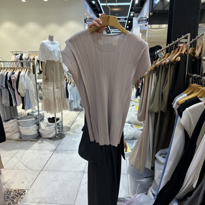 SANS韓國代購女裝新品職業26春夏休閑人氣襯衫蕾絲衫褶皺SANS襯衫/蕾絲衫圖色2