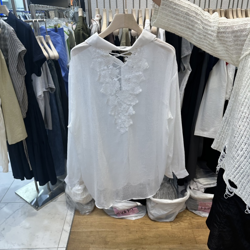 THE MOST-Q韓國直郵女士新款時尚推薦26春夏襯衫蕾絲衫系帶THE MOST襯衫/蕾絲衫