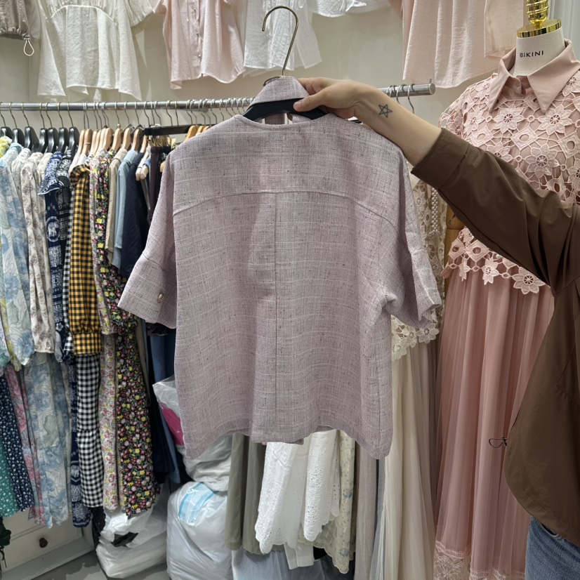 BIKINI韓國直郵女士新品26春夏職業時尚夾克含腰帶粗花呢BIKINI夾克