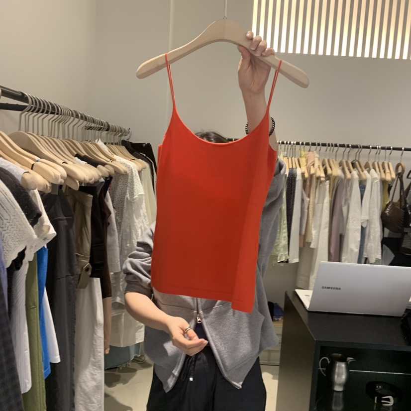 PLATE韓國代購女士新品26春夏時尚熱賣休閑26夏季吊帶背心無袖PLATE吊帶/背心