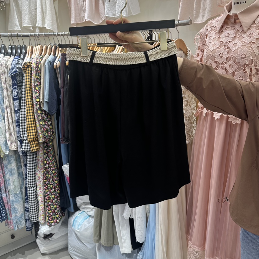 BIKINI韓國代購女裝新品26春夏推薦26夏季短褲含腰帶亞麻布BIKINI短褲