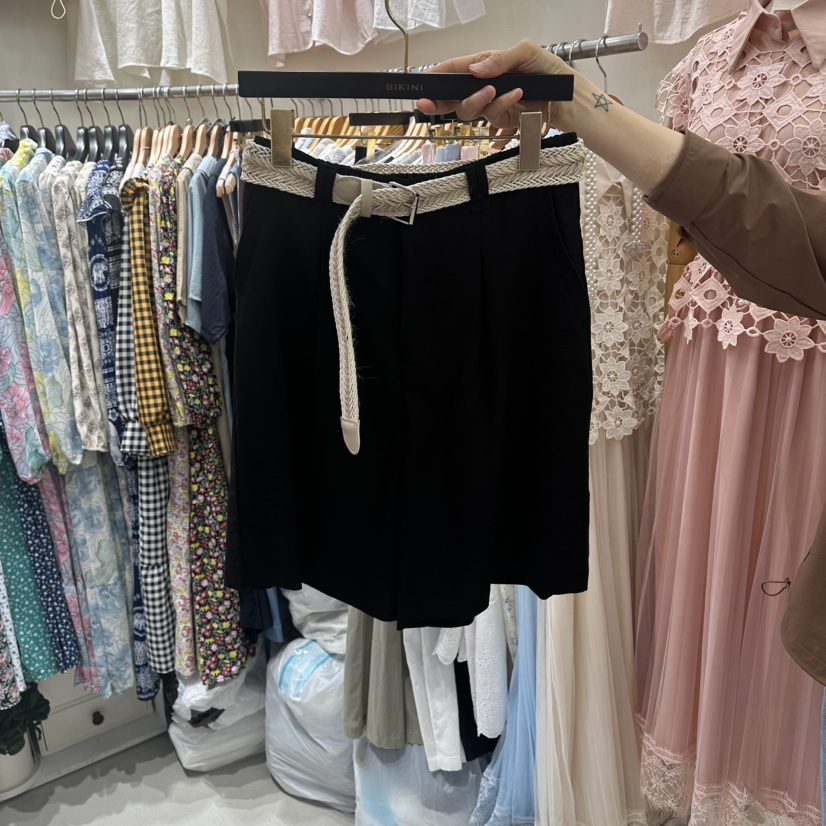 BIKINI韓國代購女裝新品26春夏推薦26夏季短褲含腰帶亞麻布BIKINI短褲圖色2