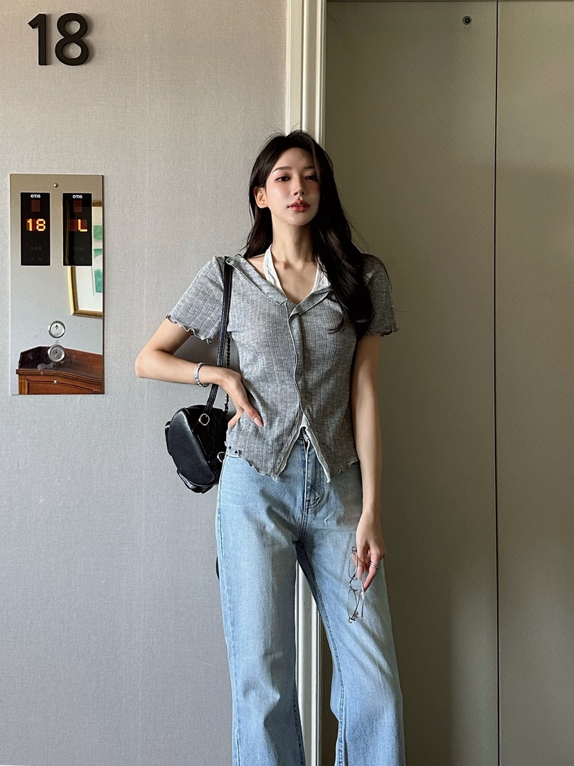 81 MARKET-L韓國直郵女裝新品熱賣26春夏襯衫蕾絲衫假兩件81 MARKET-L襯衫/蕾絲衫