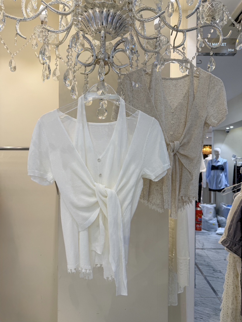 81 MARKET-L韓國東大門代購女士新品人氣針織衫假兩件亞麻81 MARKET-L針織衫