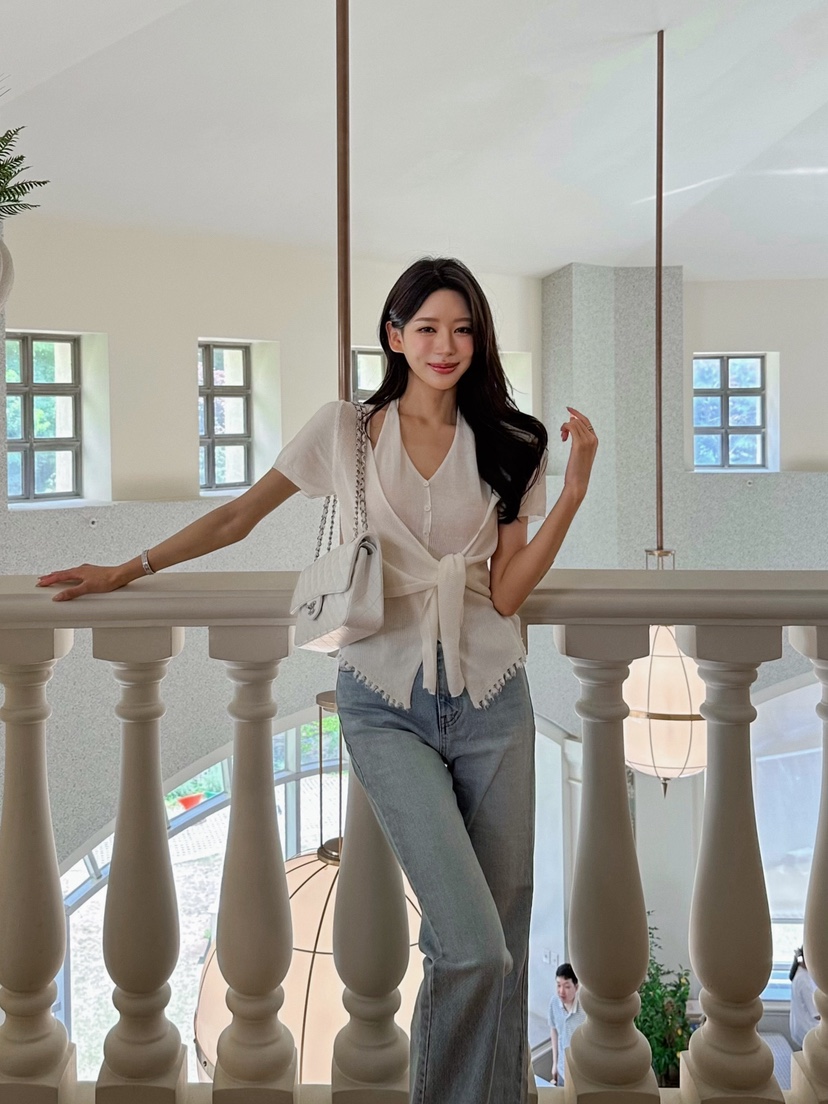 81 MARKET-L韓國東大門代購女士新品人氣針織衫假兩件亞麻81 MARKET-L針織衫