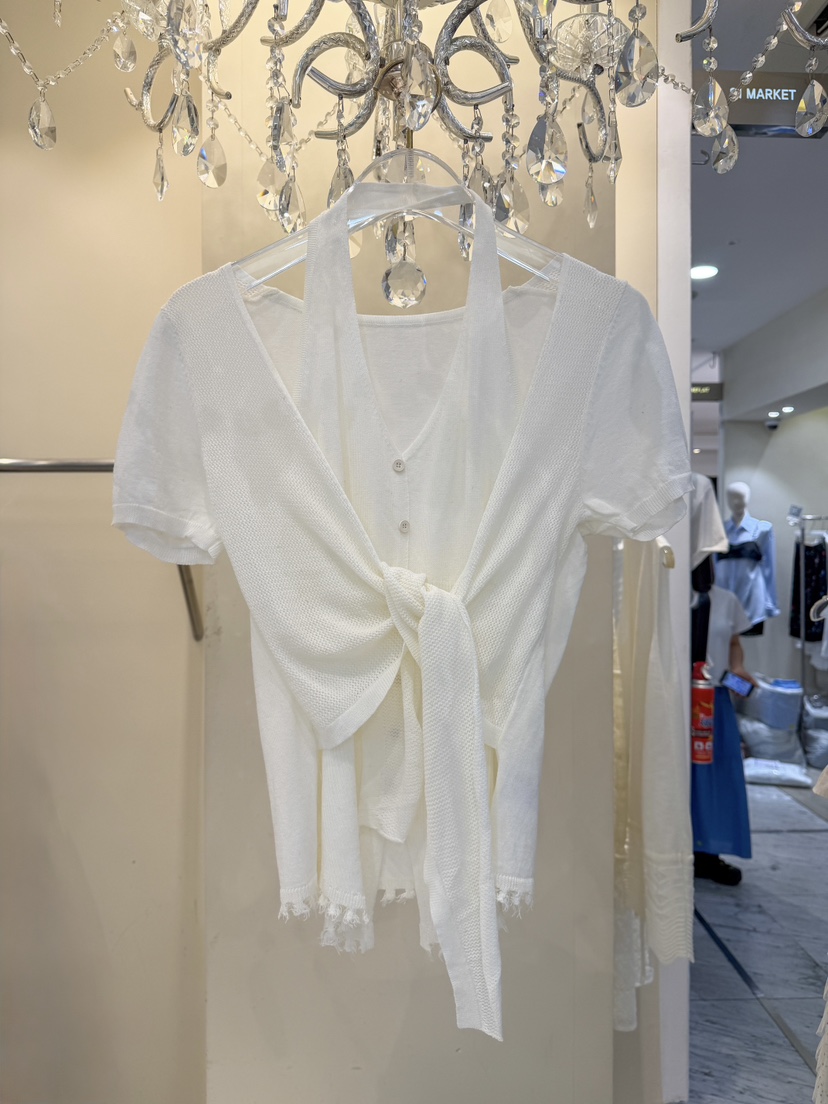 81 MARKET-L韓國東大門代購女士新品人氣針織衫假兩件亞麻81 MARKET-L針織衫圖色1