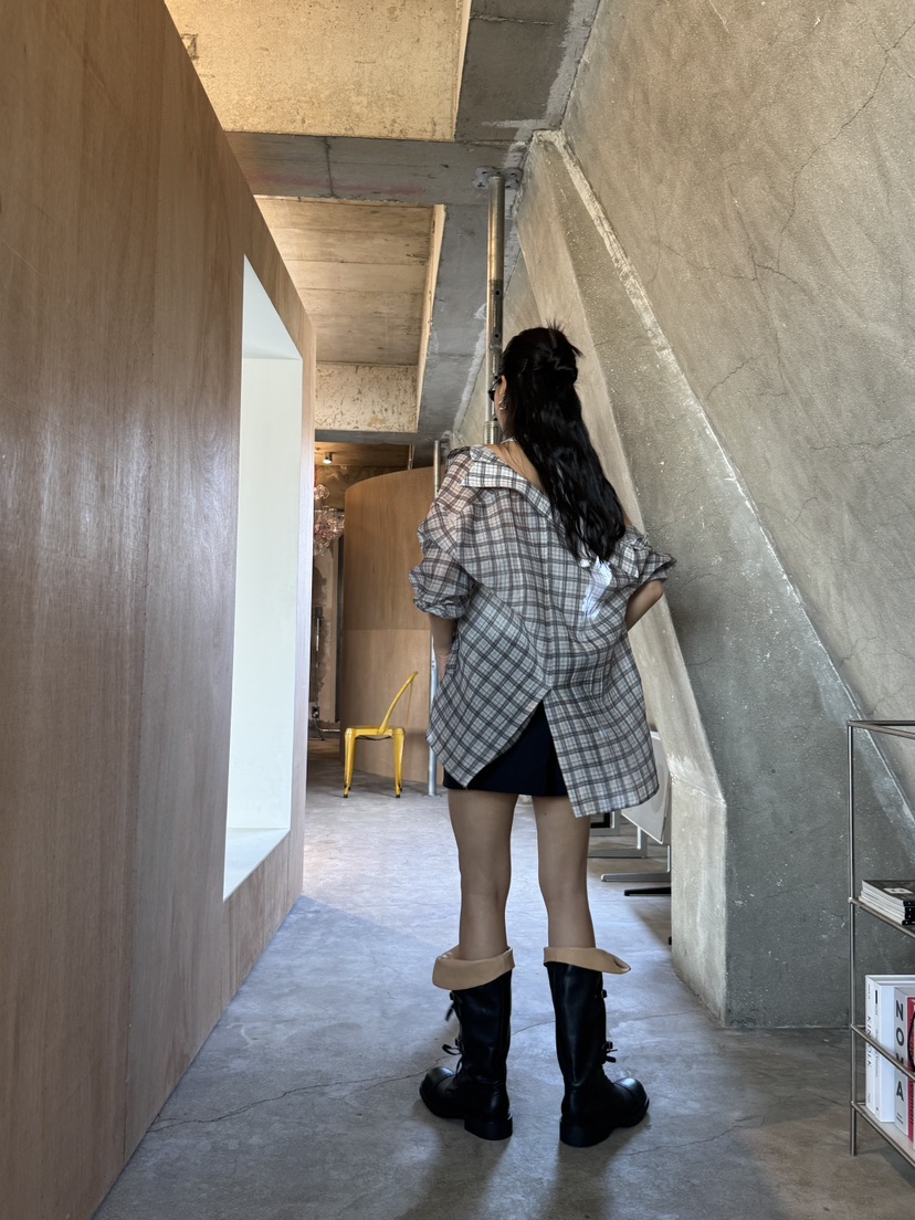 LIMLIMLIM韓國直郵女士新款26春夏推薦熱賣襯衫蕾絲衫格紋LIM LIM LIM襯衫/蕾絲衫