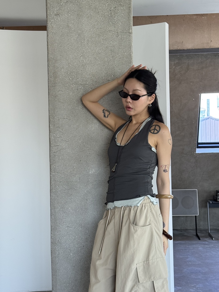 LIMLIMLIM韓國直郵實拍女士新款26春夏吊帶背心不含項鏈假兩件LIM LIM LIM吊帶/背心