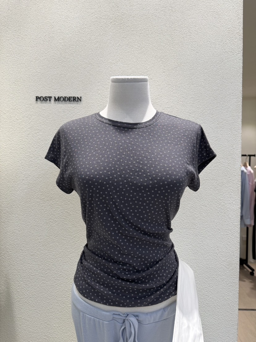 POSTMODERN韓國直郵實拍女裝新品26春夏熱賣休閑職業26夏季T恤POSTMODERNT恤圖色2