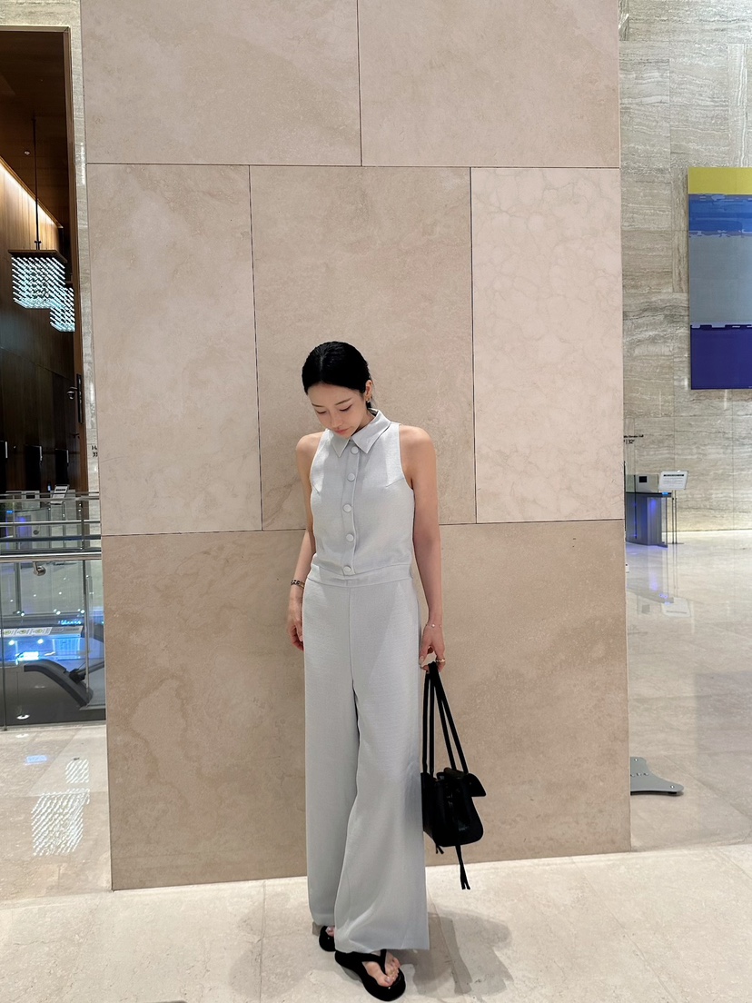 MARKE-P韓國東大門代購女裝新款推薦職業連體褲粗花呢露背MARKE-P連體褲