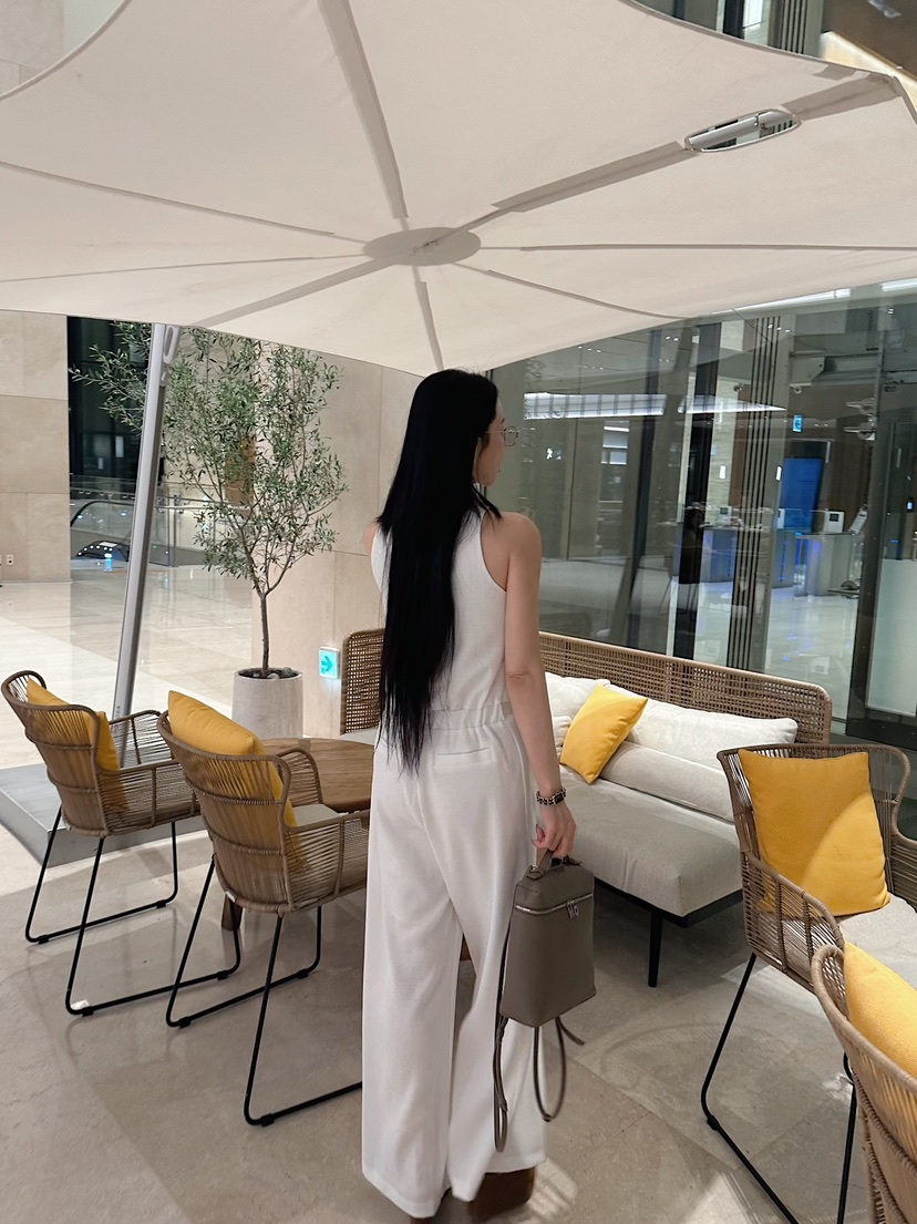 MARKE-P韓國東大門代購女裝新款推薦職業連體褲粗花呢露背MARKE-P連體褲