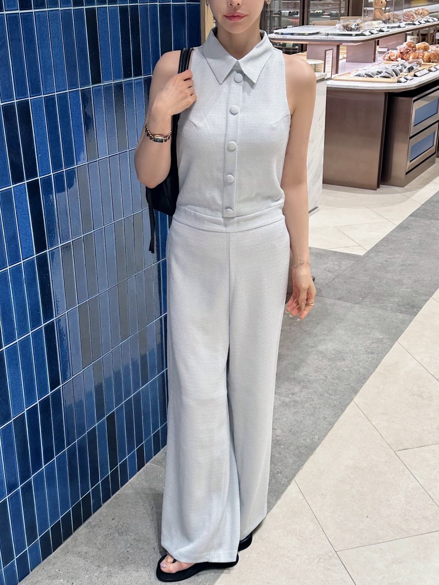 MARKE-P韓國東大門代購女裝新款推薦職業連體褲粗花呢露背MARKE-P連體褲圖色1