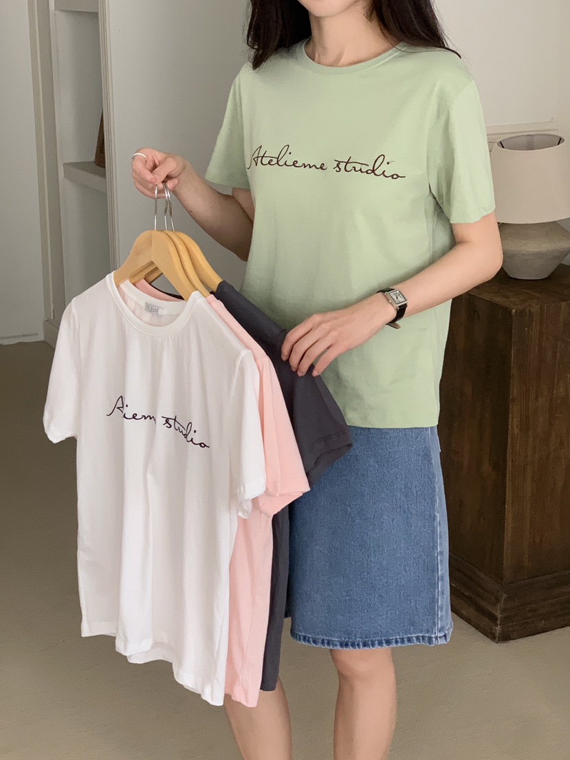 FORMSTUDIO/ATELIENNE韓國直郵實拍女裝新品26春夏T恤刺繡FORMSTUDIO/ATELIENNET恤