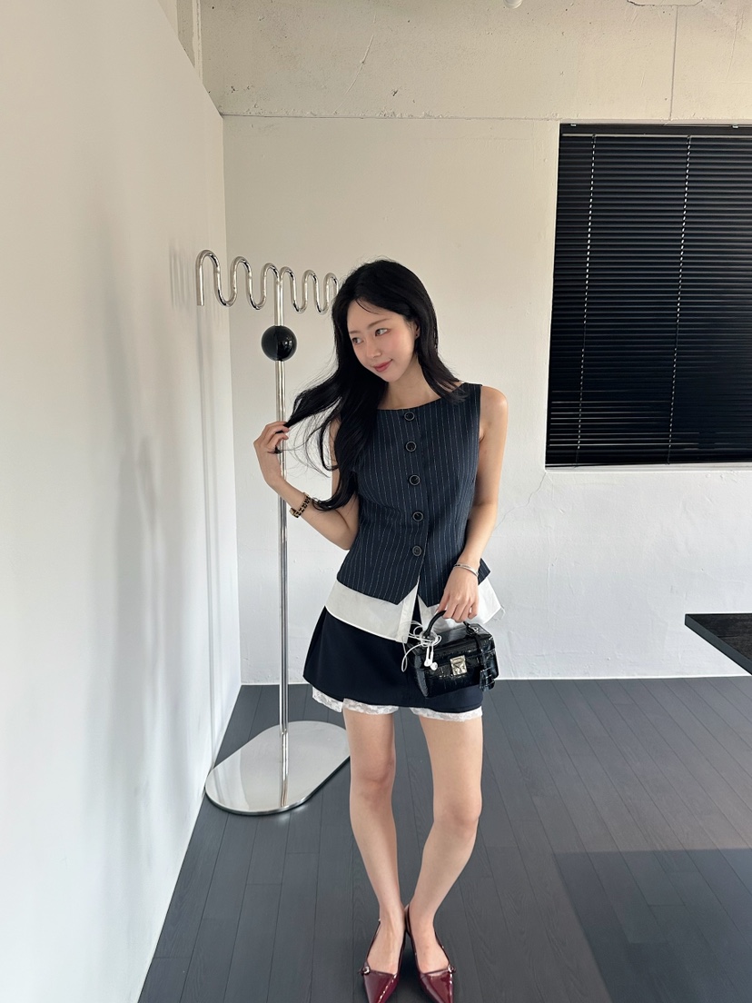 MARKE-P韓國直郵實拍女士新款26春夏休閑26夏季馬甲條紋MARKE-P馬甲