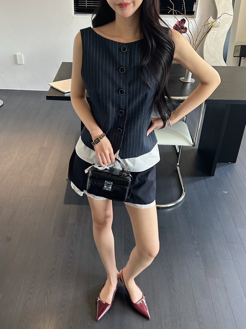 MARKE-P韓國直郵實拍女士新款26春夏休閑26夏季馬甲條紋MARKE-P馬甲