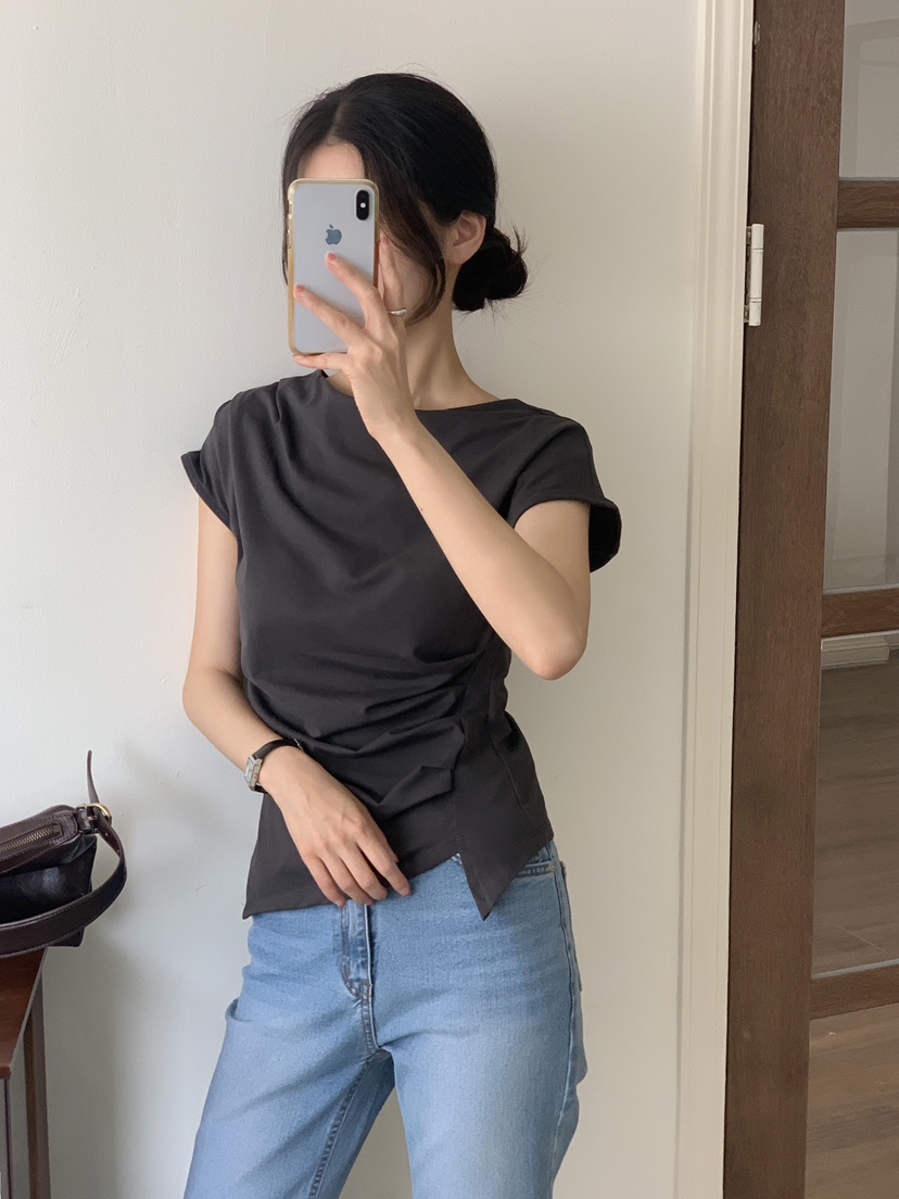 FORMSTUDIO/ATELIENNE韓國直郵女士新款休閑26夏季T恤不對稱FORMSTUDIO/ATELIENNET恤