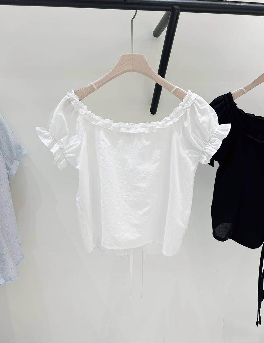 LOVE ROSIE韓國代購女裝新品人氣襯衫蕾絲衫泡泡袖荷葉邊LOVE ROSIE襯衫/蕾絲衫