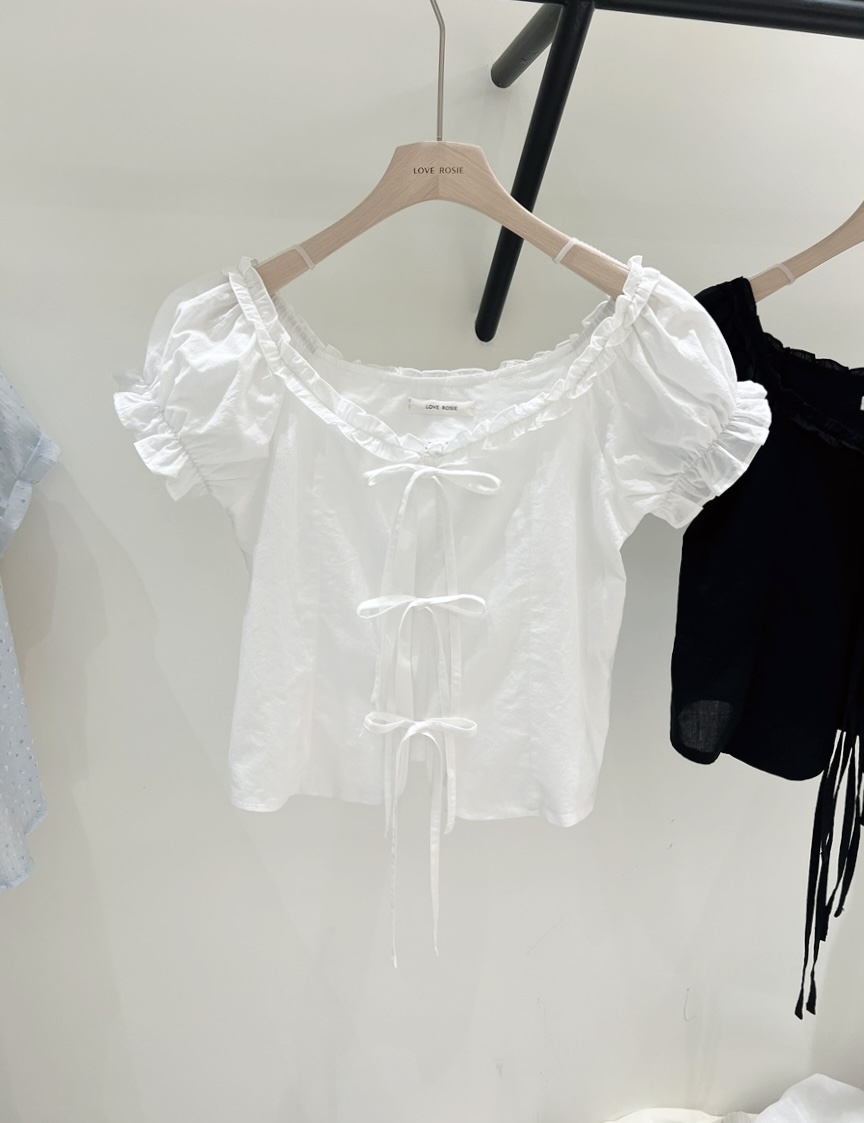 LOVE ROSIE韓國代購女裝新品人氣襯衫蕾絲衫泡泡袖荷葉邊LOVE ROSIE襯衫/蕾絲衫圖色1